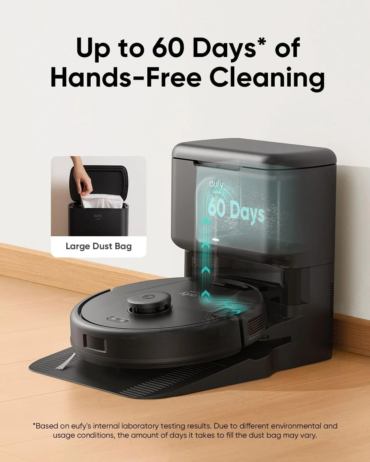 L60 Robot Vacuum with Self Empty Station, Hair Detangling Technology, up to 60 Days Hands Free Cleaning, 5,000 Pa Suction, Remove Hair, Dust