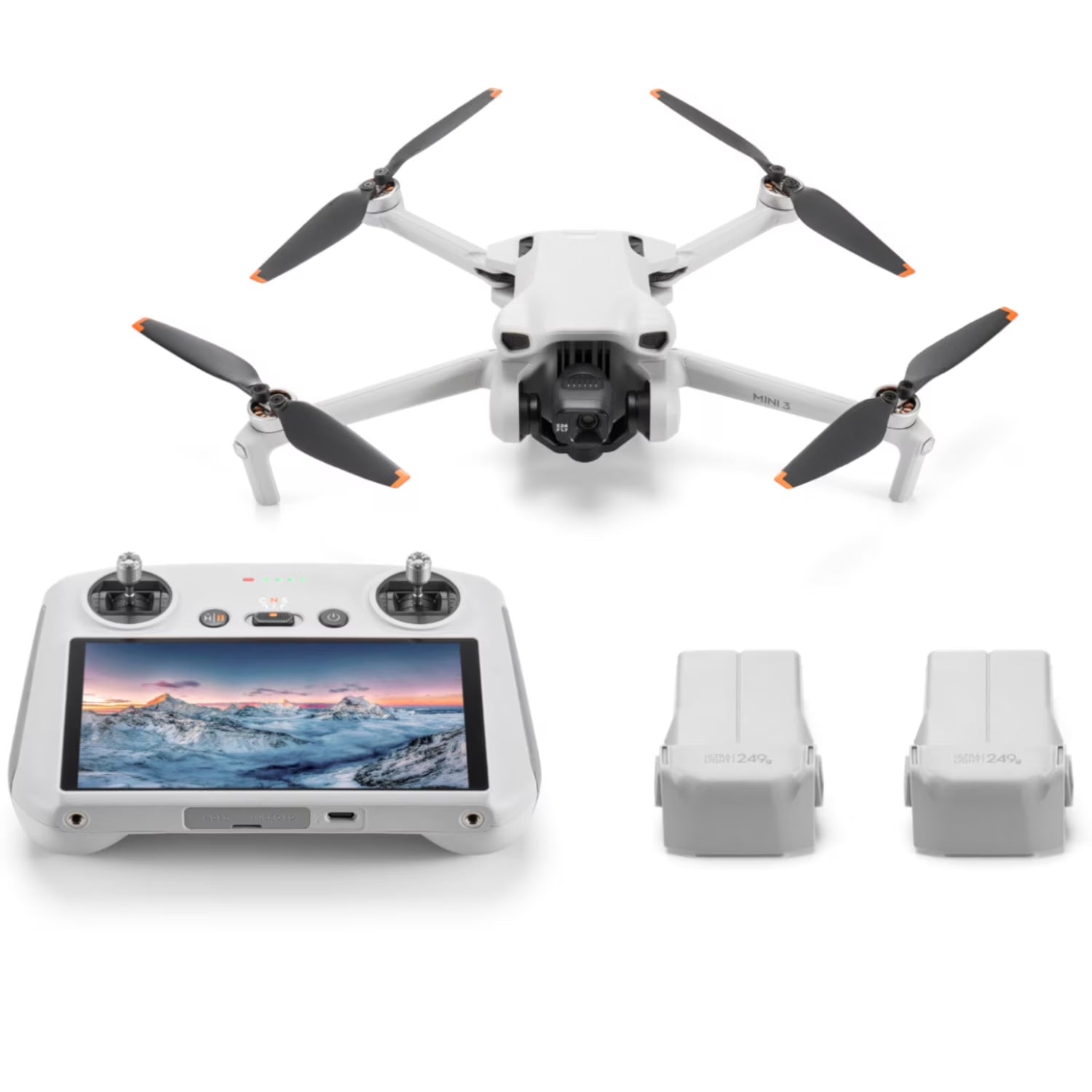 Mini 3 Camera Drone Quadcopter + RC Smart Controller (With Screen) + Fly More Kit, 4K Video, 38Min Flight Time, True Vertical Shooting Bundle W/ Deco Gear Backpack + Software & Accessories