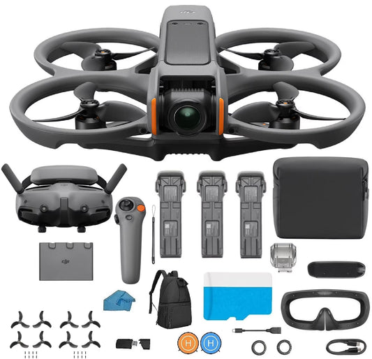 Avata 2 Fly More Combo (3 Batteries), FPV Drone with Camera 4K, Immersive Experience, One-Push Acrobatics, Built-In Propeller Guard, 155° FOV, Camera Drone with 128Gb