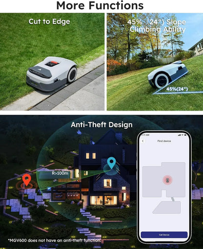 Genie 3000 Robotic Lawn Mower Covers up to 0.9 Acres, Full Band RTK + 4-Eye Vision, AI Smart Obstacle Avoidance & Lawn Maintenance