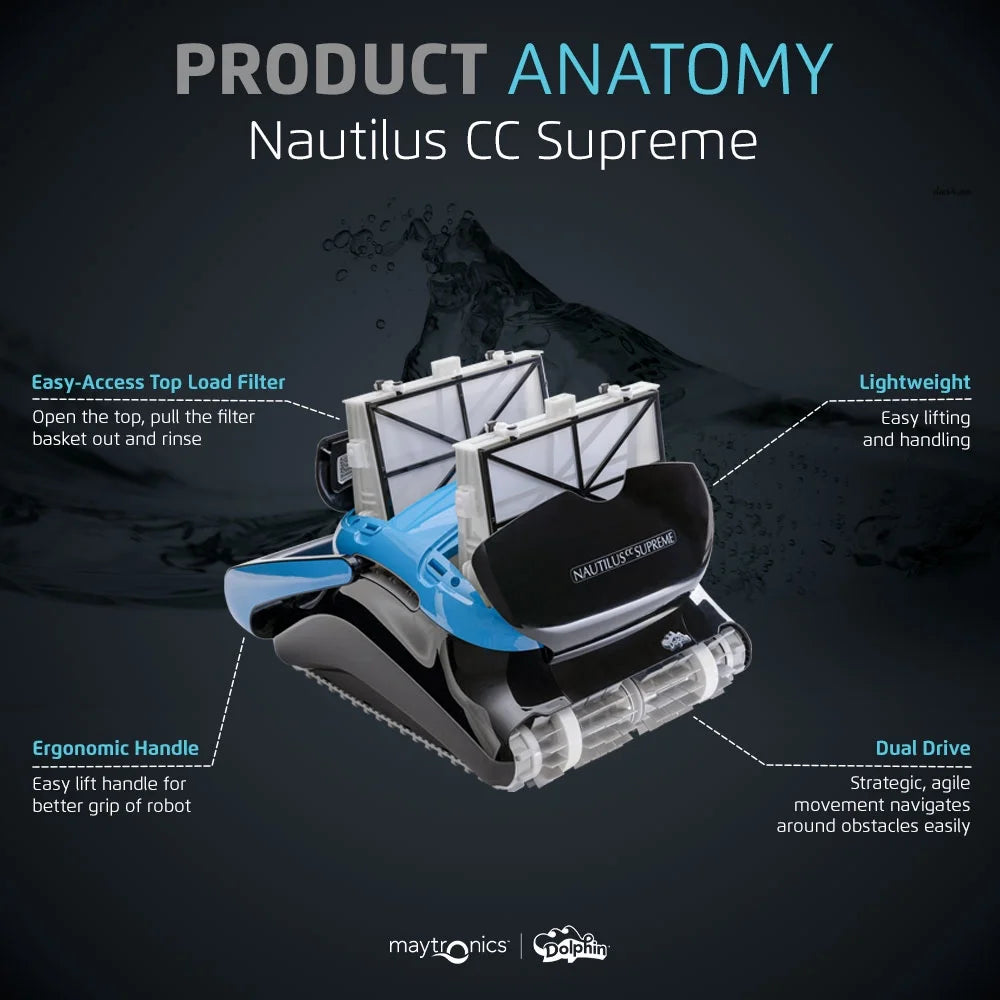 Nautilus CC Supreme Robotic Pool Vacuum Cleaner Caddy and Caddy Cover