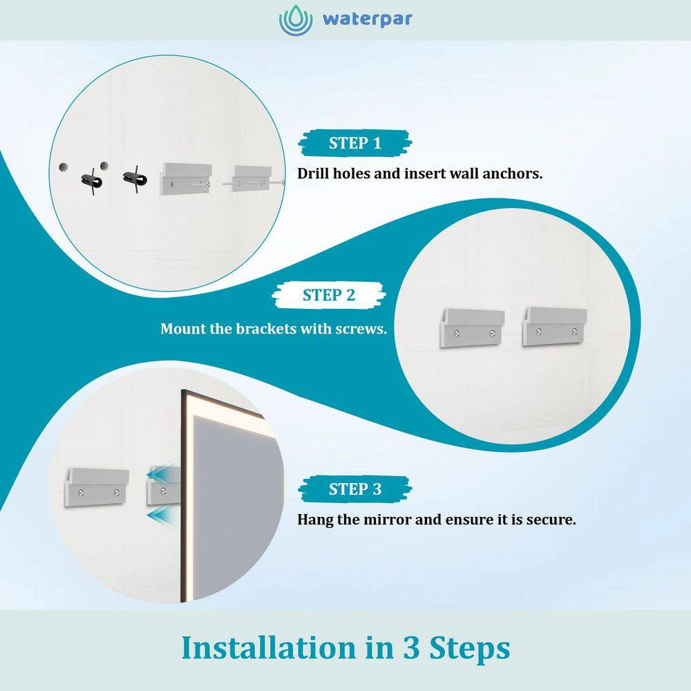72 In. W X 32 In. H Rectangular Framed Anti-Fog LED Wall Bathroom Vanity Mirror in Black with Backlit and Front Light