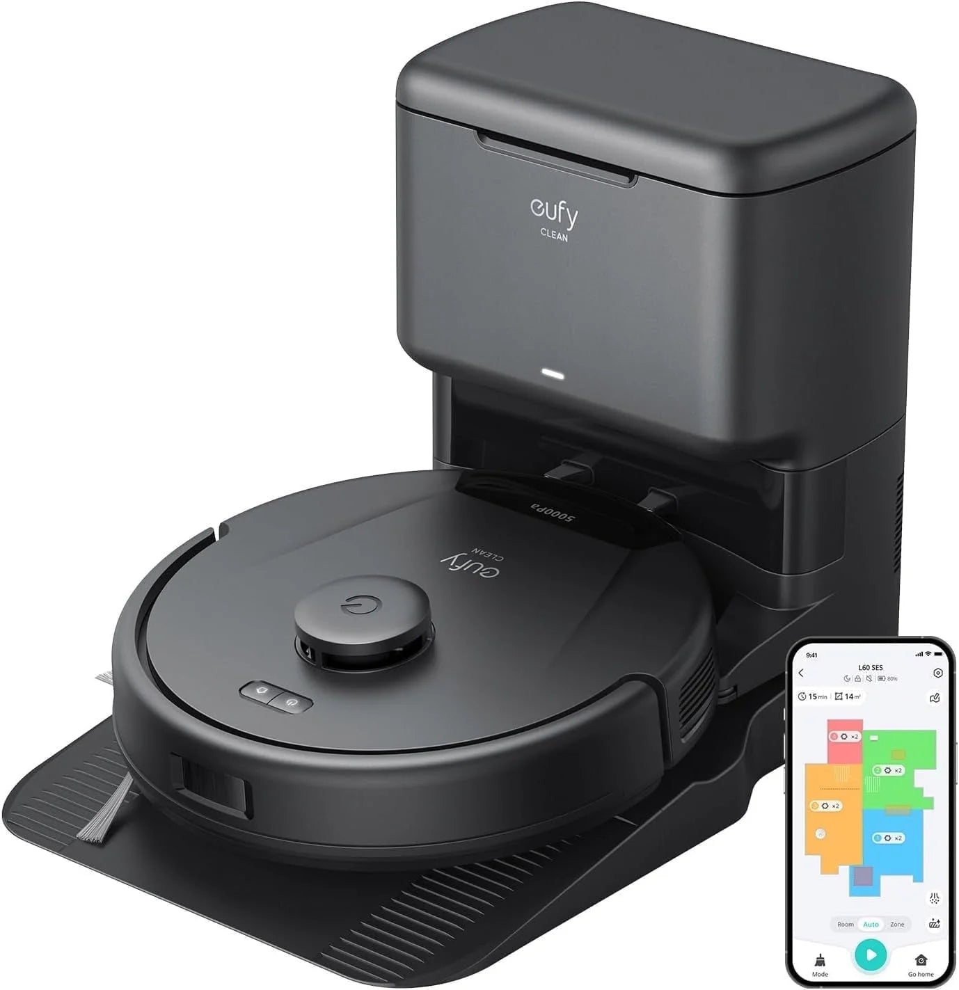 L60 Robot Vacuum with Self Empty Station, Hair Detangling Technology, up to 60 Days Hands Free Cleaning, 5,000 Pa Suction, Remove Hair, Dust
