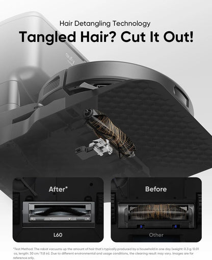 L60 Robot Vacuum with Self Empty Station, Hair Detangling Technology, up to 60 Days Hands Free Cleaning, 5,000 Pa Suction, Remove Hair, Dust