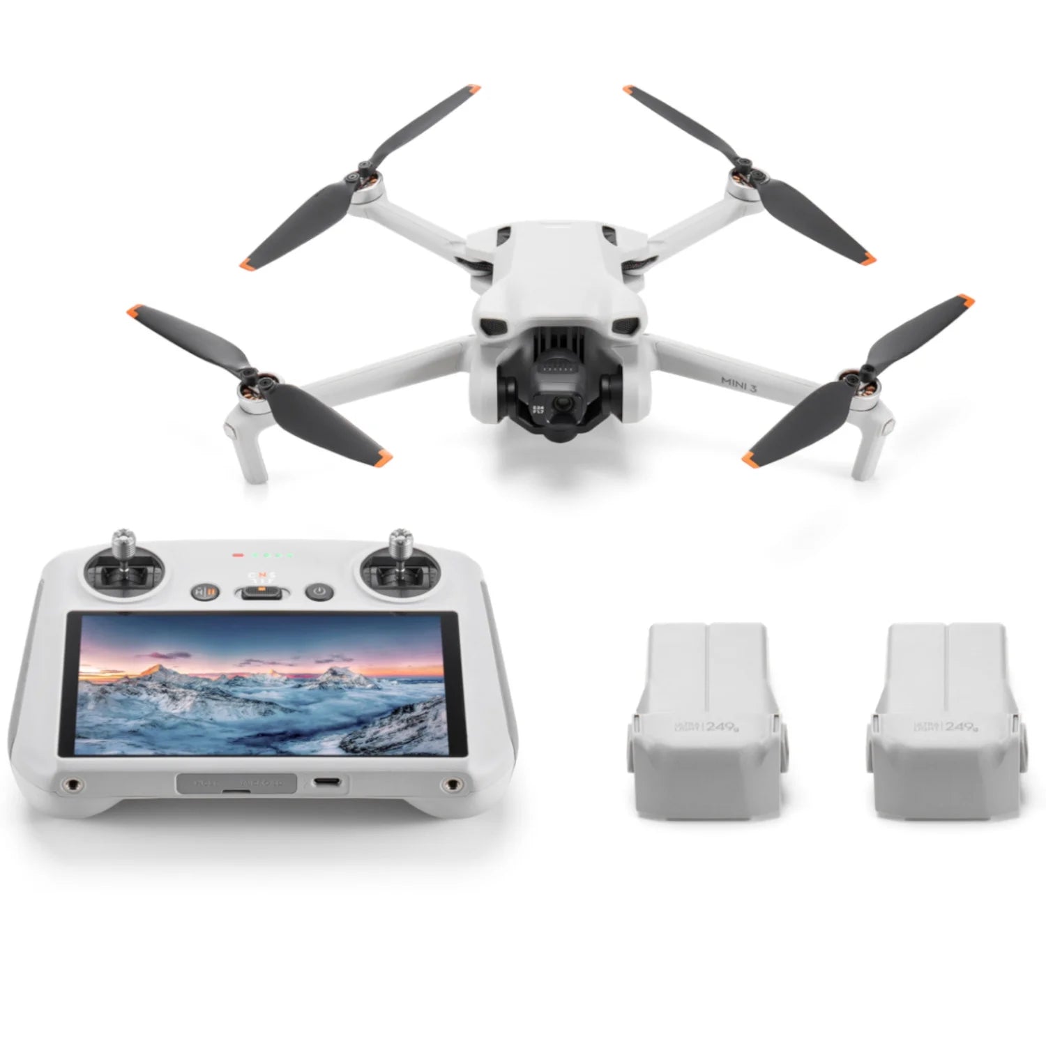 Mini 3 Camera Drone Quadcopter + RC Smart Controller (With Screen) + Fly More Kit, 4K Video, 38Min Flight Time, True Vertical Shooting Bundle W/ Deco Gear Backpack + Software & Accessories