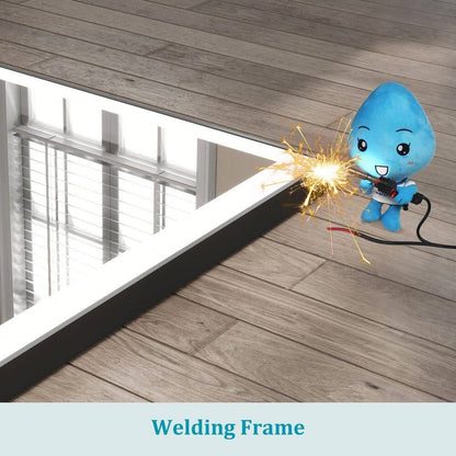 72 In. W X 32 In. H Rectangular Framed Anti-Fog LED Wall Bathroom Vanity Mirror in Black with Backlit and Front Light